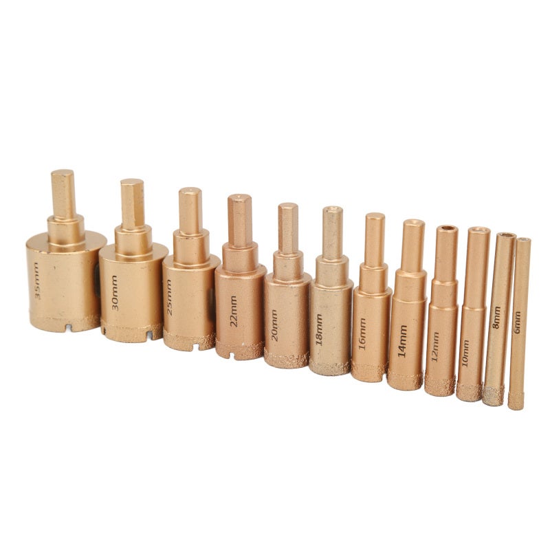 Hole Drill Bit 12Pcs Emery & High Carbon Steel - Dry Wet Dual Use Hole Saw for Granite Marble Glass Stone Tile Drilling - Image 5
