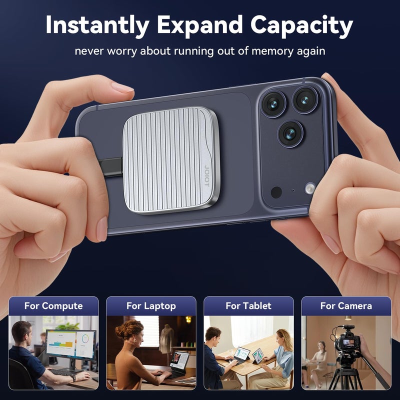 JOIOT 512G External SSD Magnetic Portable SSD USB 3.2 Gen 2x2 up to 2000MB/s 4K 120 fps ProRes HDR Video Record Metal USB-C External Solid State Drive for iPhone 16 Pro Max, Smartphone, Tablet, Laptop - Image 4