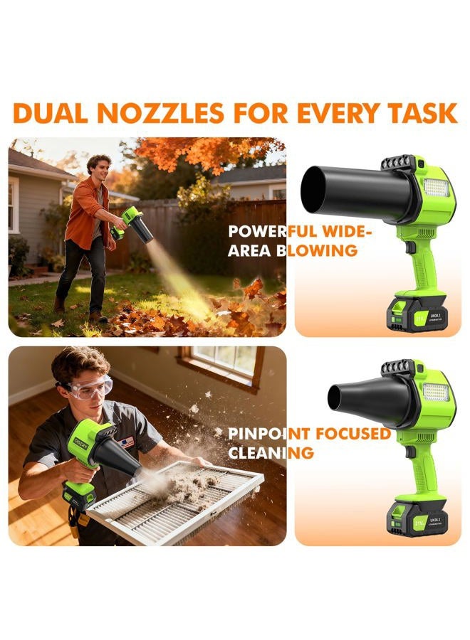 OGERY Leaf Blower Cordless with Lights, 21V Powerful Brushless Electric Leaf Blowers with 2 x 3.0Ah Batteries & Charger, 700CFM 900G Wind Pressure Handheld Blower for Lawn Care Yard Garden, Green - Image 4