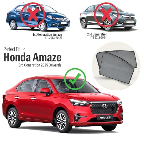 Autofact Cotton Car Sunshades for Honda Amaze (2025 Onwards), UV Protection, Useful Car Accessories, Custom Fit Sun Shades for Side Windows, Set of 4, Black - Image 2