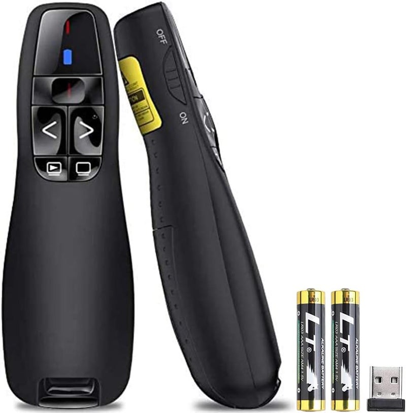Wireless Presenter Remote Controller, R400 2.4GHz Wireless USB Presenter PowerPoint Red Laser Pen Pointer PPT Clicker for Presentation - Image 1