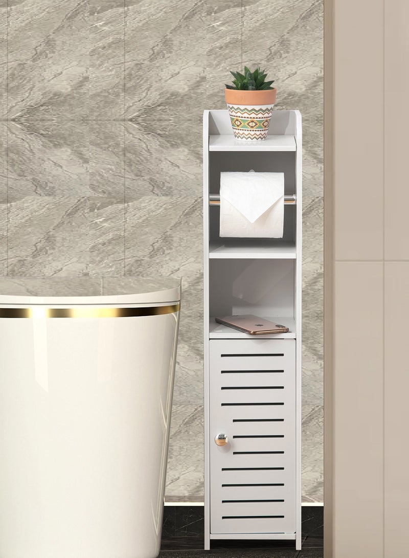 إسكدنيا حامل ورق التواليت ، خزانة تخزين بجانب المرحاض للحمام ذو المساحة الصغيرة، مادة PVC، الارتفاع 76 سم (30 بوصة)، أبيض - Image 4