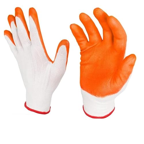 RK TRENDS Orange White Nitrile Palm Coated Safety Hand Gloves – Lightweight, Durable, Enhanced Grip, Breathable for Industrial & Construction Use – (Pack of 7 Pairs) - Image 1