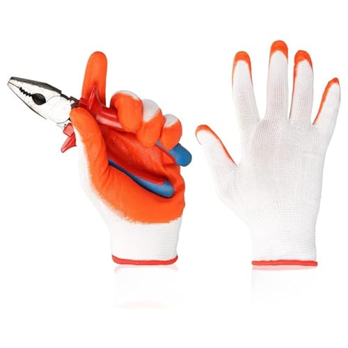 RK TRENDS Orange White Nitrile Palm Coated Safety Hand Gloves – Lightweight, Durable, Enhanced Grip, Breathable for Industrial & Construction Use – (Pack of 7 Pairs) - Image 5