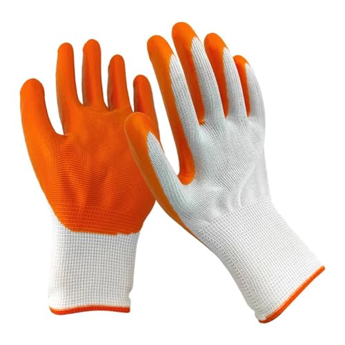 RK TRENDS Orange White Nitrile Palm Coated Safety Hand Gloves – Lightweight, Durable, Enhanced Grip, Breathable for Industrial & Construction Use – (Pack of 7 Pairs) - Image 3