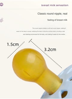 joybuy 2 Pcs Natural Latex Pacifier, Pacifier, Size S Suitable For Babies 0-6 Months (Beige*1 Piece&Light Blue*1 Piece)  - Image 2