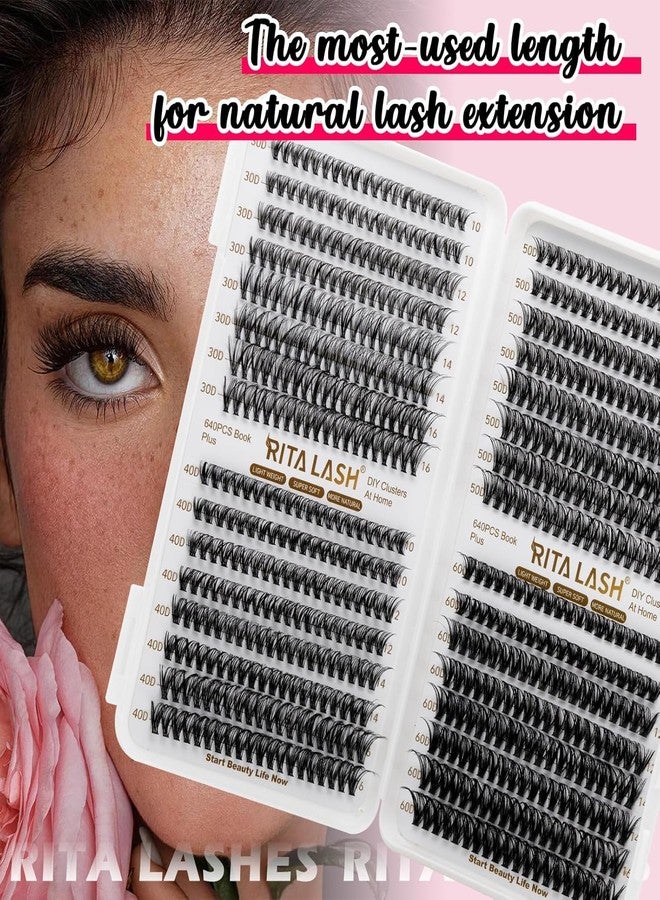 RITALASH Lash Extension Kit 30D+40D+50D+60D DIY Lash Clusters 640pcs Cluster Lashes Individual Lashes Eyelash Extension Kit with Lash Bond and Seal,Lash Tweezers(30D+40D+50D+60D Kit,10-16mm) - Image 5