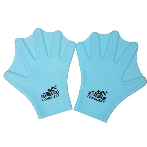 OMELET Silicone Webbed Swimming Gloves, Aqua Fit Swim Training Gloves Web Gloves Swimming, Closed Full Finger Webbed Water Gloves Unisex Adult,1 Pair - Image 1