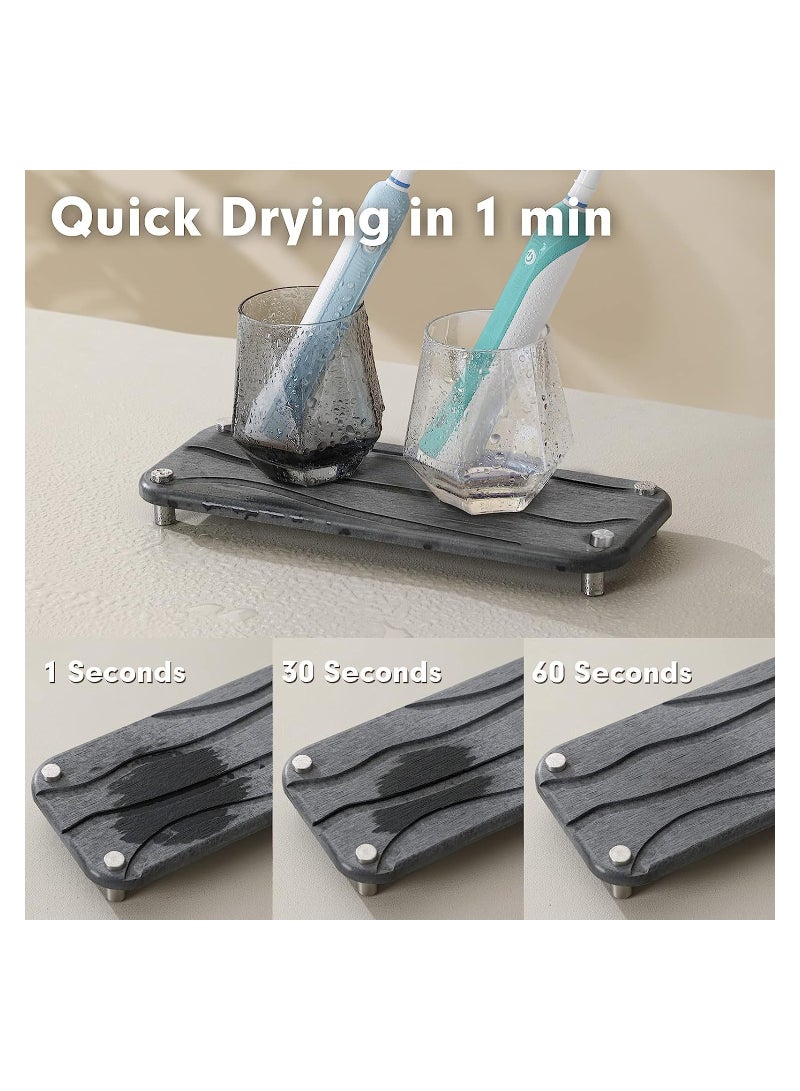 SOLARAE Fast Drying Stone Sink Tray, Water Absorbing Stone Tray for Sink, Instant Dry Sink Organizer Bathroom Organizer, Diatomaceous Earth Sponge Holder for Kitchen Bathroom Sink Tray - Image 2