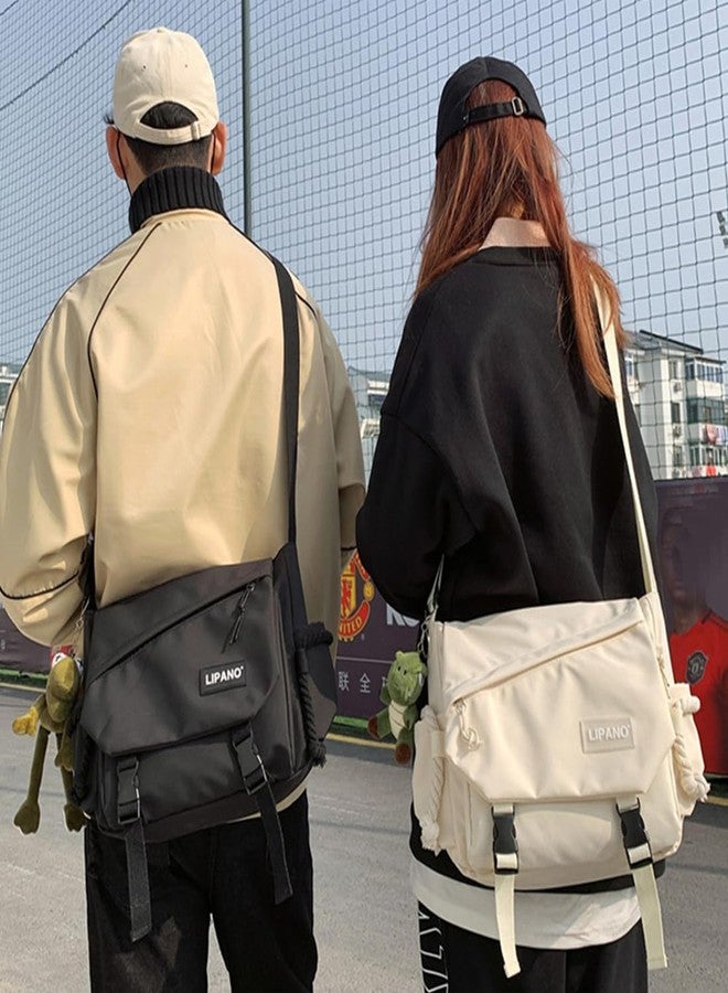 INSHERE Aesthetic Crossbody laptop Bag, 15.6 Inch laptop messenger bag for women men, Cute Shoulder Bag with Cute Pins and Ornament Black - Image 3