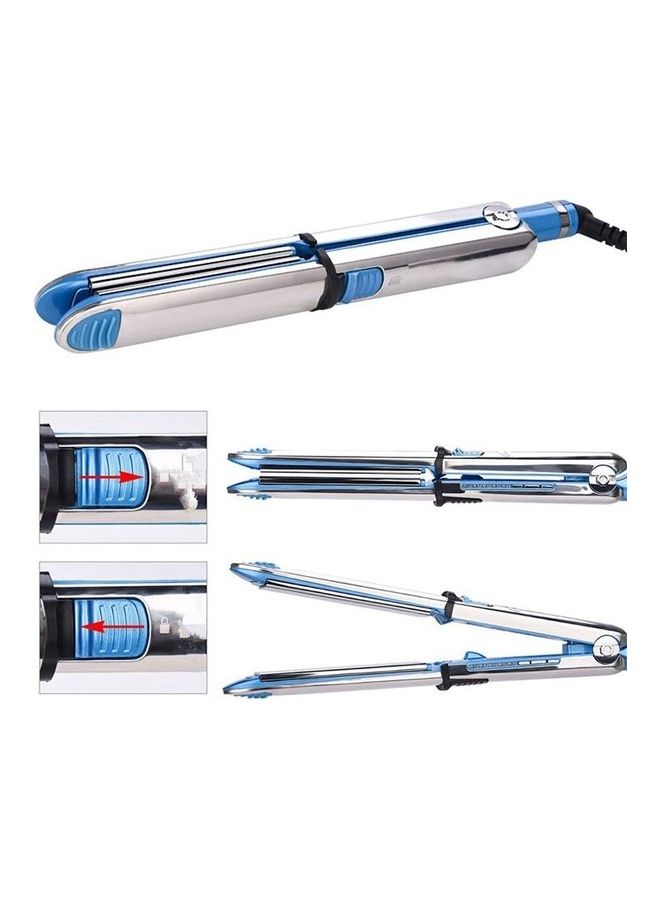 Titanium Hair Straighter Curler Iron Blue/Silver - Image 4