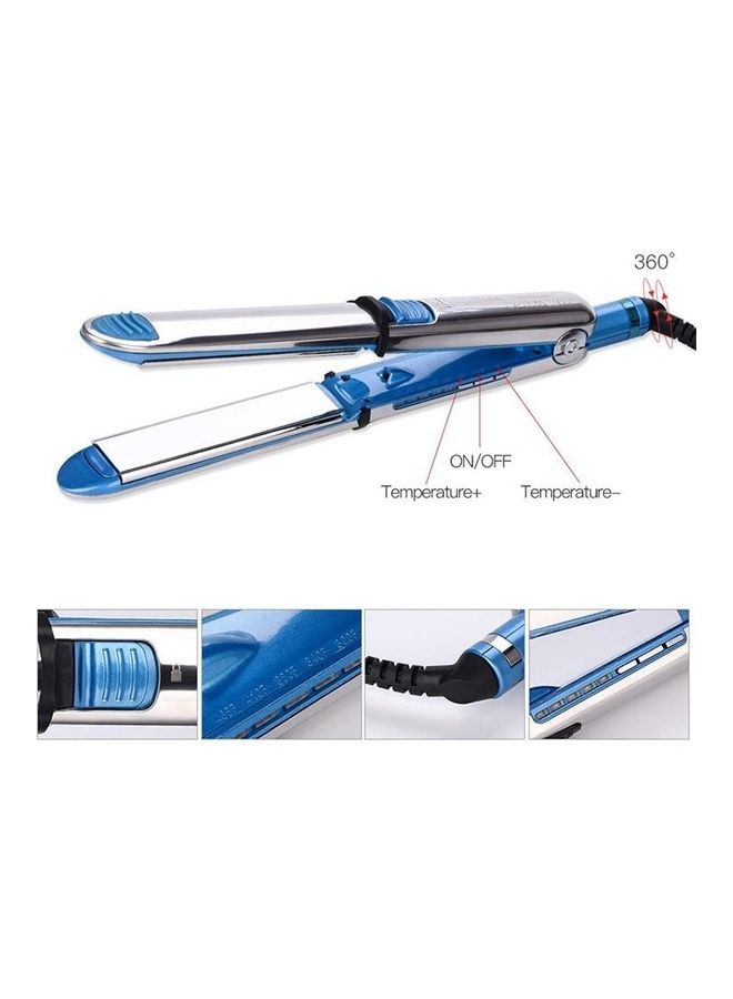 Titanium Hair Straighter Curler Iron Blue/Silver - Image 5