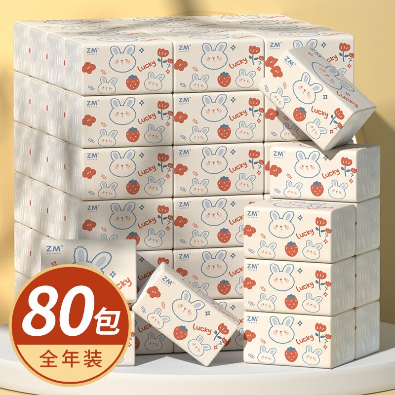 Zhenmu 80 Packs Full Box One Year Pack Toilet Paper Wood Pulp Napkin El Paper Towel Commercial Household - Image 1