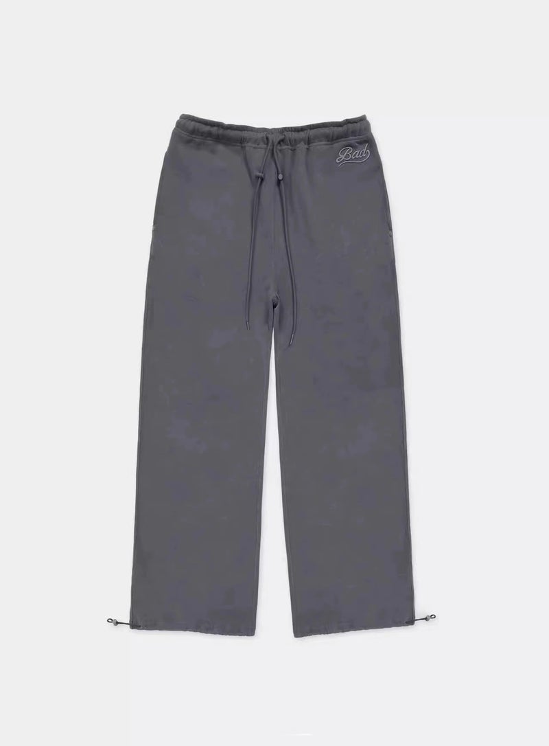 South Korea badblood Letter Embroidered Drawstring Sweat Pants Womens Loose Sports Casual Straight Pants Fashion Wide Leg Pants Charcoal gray 