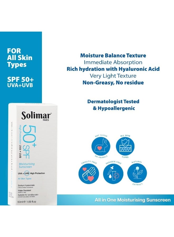 Solimar Paris Moisturising Sunscreen SPF50+ with Hyaluronic Acid - Image 3