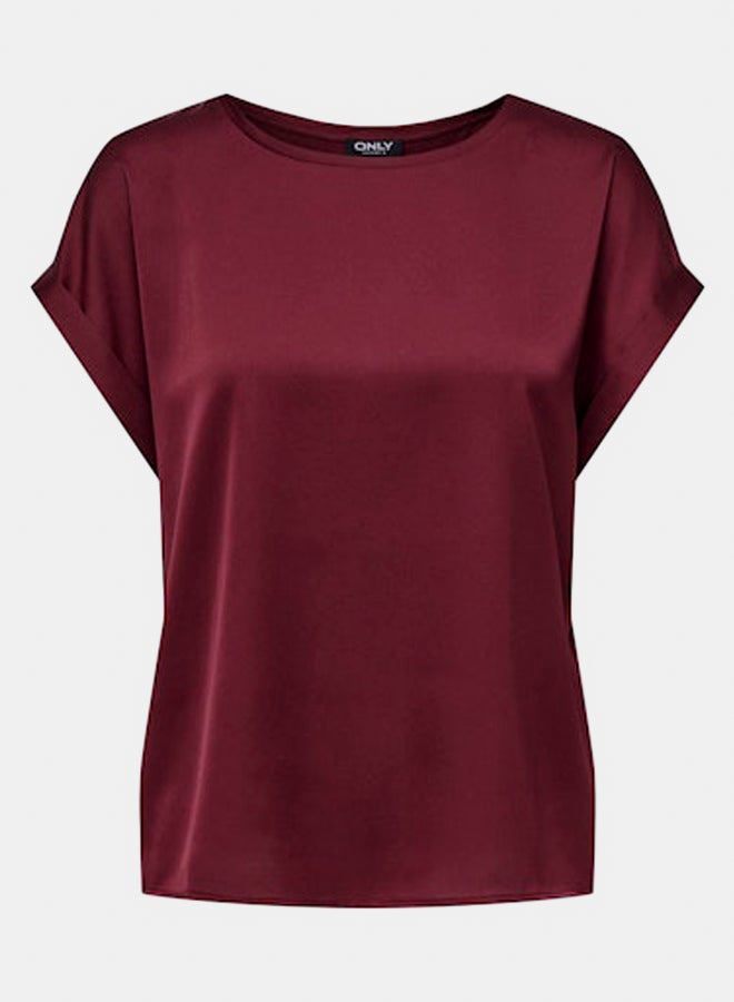ONLY ONLY Womens Lieke Shortsleeve Satin Mix Top - Image 1