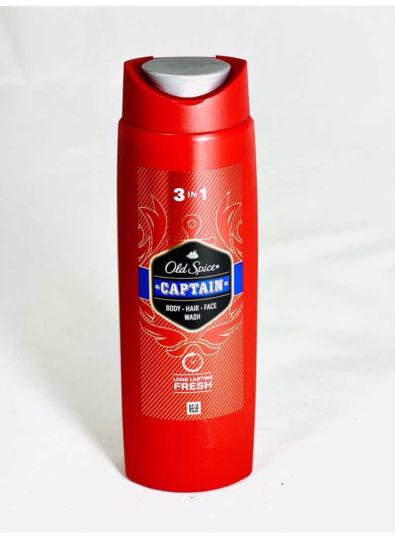 Old Spice أولد سبايس كابتن 3 في 1، غسول للجسم والشعر والوجه للرجال، 400 مل - Image 1