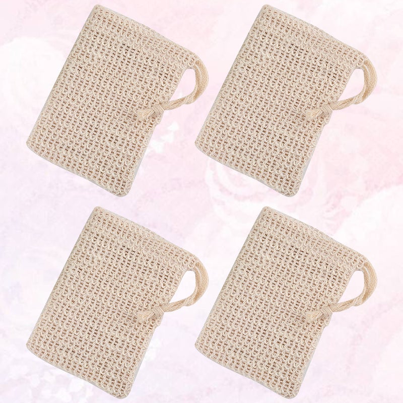 4pcs Exfoliating Soap Pouch Scrubbing Foam Net Handmade Soap Storage Bags for Bath Shower - Image 4
