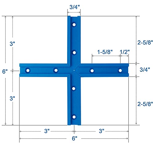HOTTARGET Aluminum T-track Intersection Kit with Wood Screws–Double Cut Profile Universal with Predrilled Mounting Holes -Woodworking and Clamps – Fine Sandblast Anodized - 1 PK (Blue) - Image 5