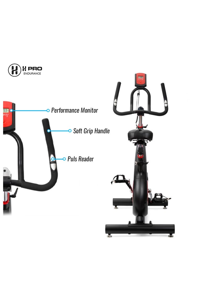 H PRO ENDURANCE Pro Magnetic Resistance Indoor Cycling Bike, Belt Drive Stationary Bike, With Lcd Monitor & Comfortable Seat Cushion, Exercise Bike For Home Cardio Workout, 10 Kg Flywheel  - Image 3