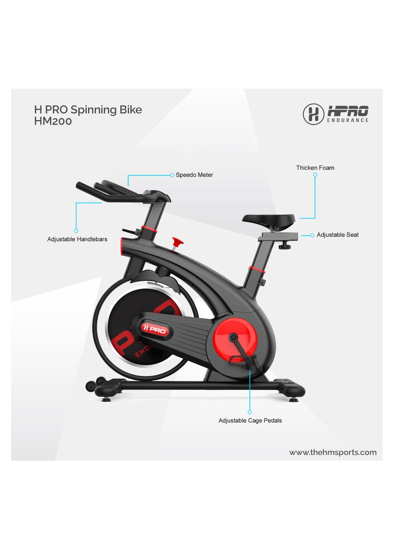 H PRO ENDURANCE Pro Magnetic Resistance Indoor Cycling Bike, Belt Drive Stationary Bike, With Lcd Monitor & Comfortable Seat Cushion, Exercise Bike For Home Cardio Workout, 10 Kg Flywheel  - Image 2