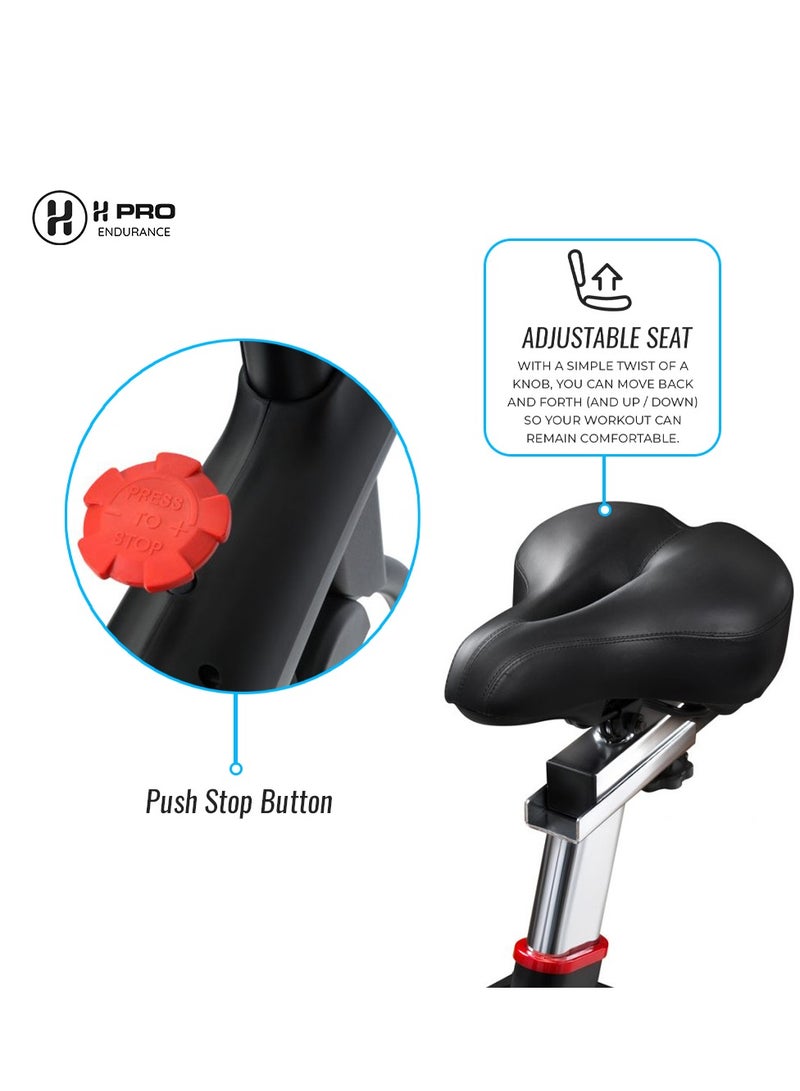 H PRO HM-200 Spin Bike | 10kg Magnetic Flywheel | Silent Belt Drive | Indoor Exercise Cycle for Home Gym | LCD Display - Image 5