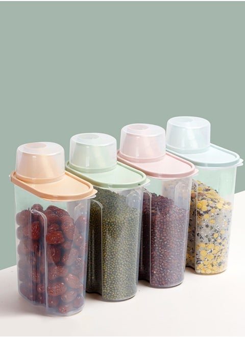 4-Piece Rice And Cereal Storage Container With Measuring Cup Set Random Color