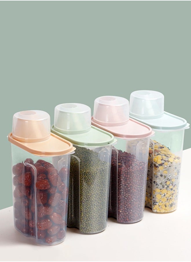 Haidue - 4-Piece Rice And Cereal Storage Container With Measuring Cup Set Random Color - Image 1