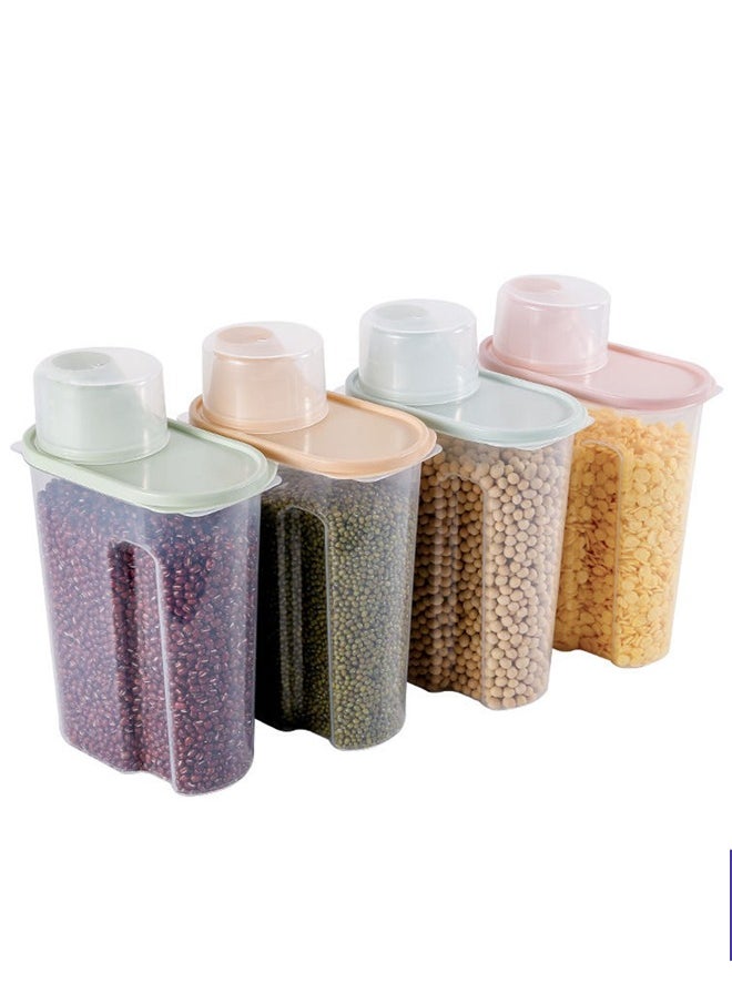 Haidue - 4-Piece Rice And Cereal Storage Container With Measuring Cup Set Random Color - Image 1