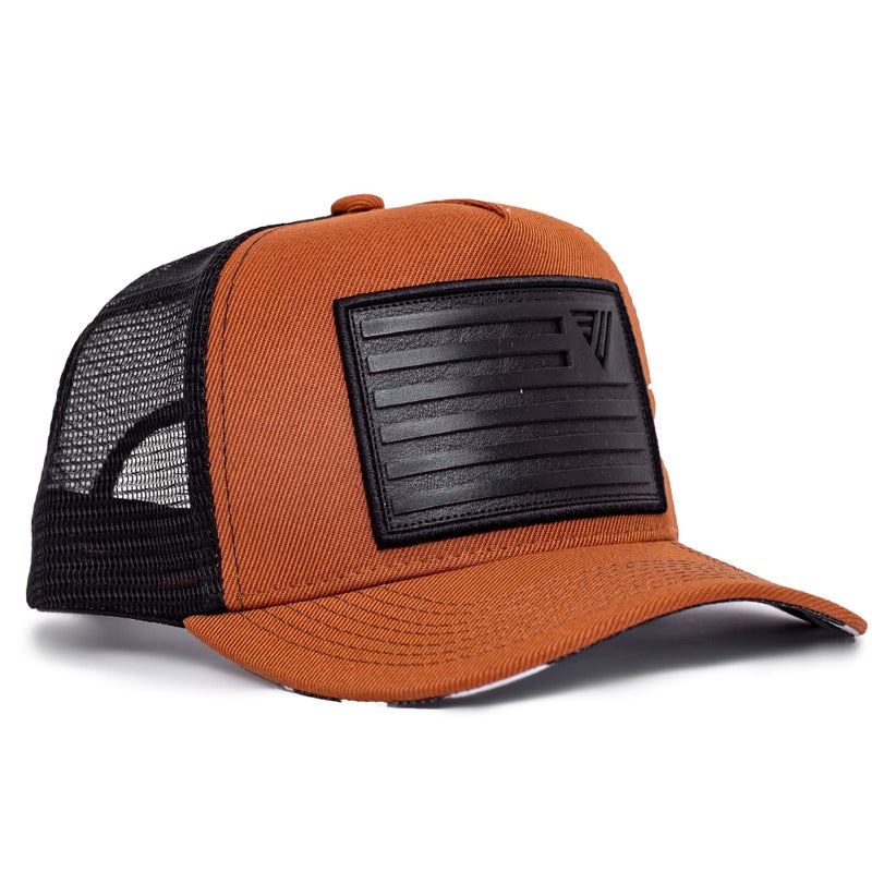 Urban Effort Snapback Trucker Hat | Breathable Mesh Baseball Cap for Men & Women Adjustable Fit American Flag Hat for Casual (Brown) - Image 1