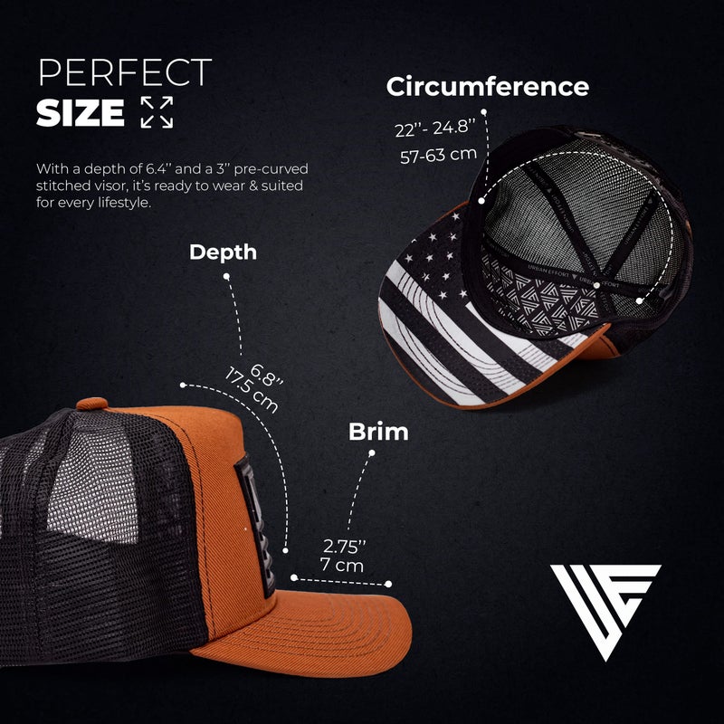 Urban Effort Snapback Trucker Hat | Breathable Mesh Baseball Cap for Men & Women Adjustable Fit American Flag Hat for Casual (Brown) - Image 5