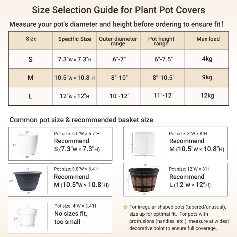 Dahey Jute Spliced Cotton Rope Plant Basket Modern Woven Storage Basket for 10.5" Floor Indoor Planter, Decorative Flower Pots Cover Laundry Bin with Handle Rustic Home Decor, White and Beige - Image 4