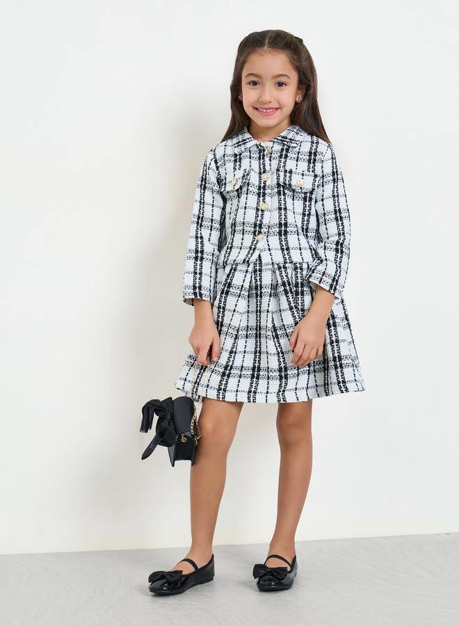 Styli Girls Tweed Top And Skirt Set - Image 1