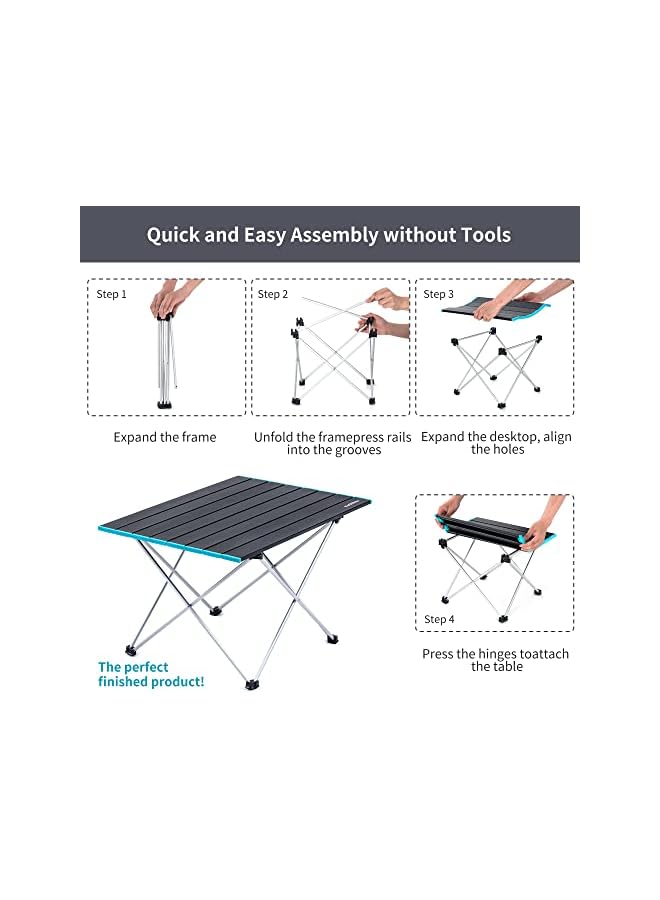 Naturehike Camping Folding Table, Aluminum Table Top, Waterproof, Portable, Lightweight, For Dining, Cooking, Picnic, Outdoor, Fishing (Black Small) - Image 5