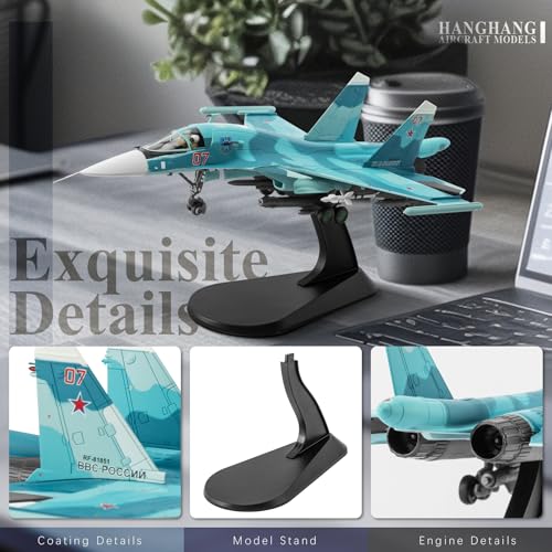 HANGHANG 1:100 Military Model Plane SU-34 Fullback Alloy Fighter Plane Model,Model Airplane for Collection and Displays - Image 4