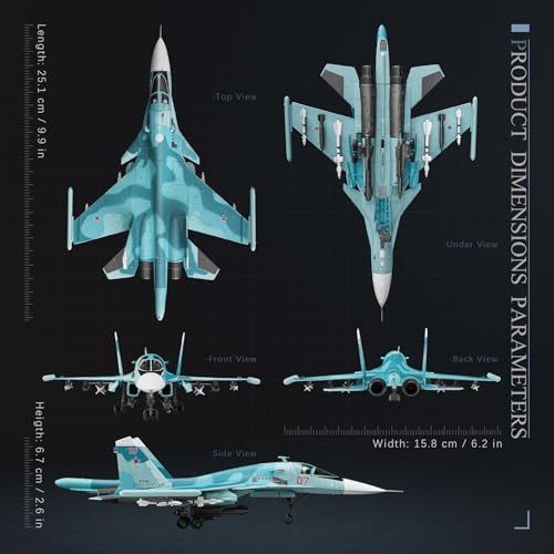 HANGHANG 1:100 Military Model Plane SU-34 Fullback Alloy Fighter Plane Model,Model Airplane for Collection and Displays - Image 5