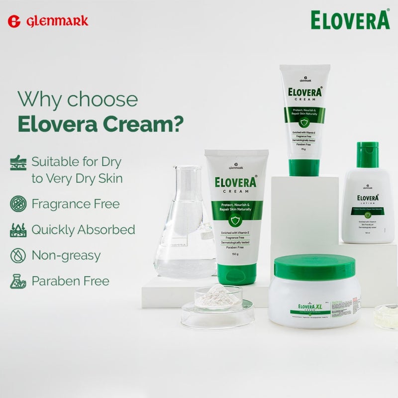 Elovera Moisturising Cream 75g For Dry Skin with Aloe Vera Vitamin E Protects Nourishes and Repairs Skin Paraben Free Fragrance Free - Image 5