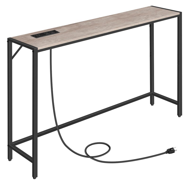 MAHANCRIS Console Table, Narrow Sofa Table, 43.3â€ Entrance Table with Power Station, Behind Couch Table, Simple Style, for Living Room, Hallway, Entryway, Foyer, Greige and Black CTHG112E01 - Image 1