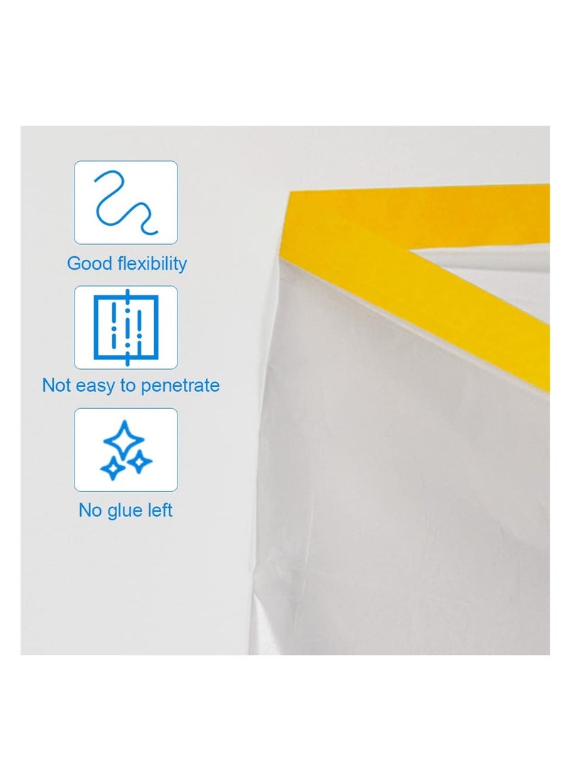 SYOSI - 5 Rolls Dust Sheets Roll Plastic Masking Film Rolls Pre-Taped Dust Sheets Adhesive Dust Sheet Roll Dust-Proof & Waterproof Shields for Painting, Decorating, Furniture Covering (55cm*20m) - Image 1