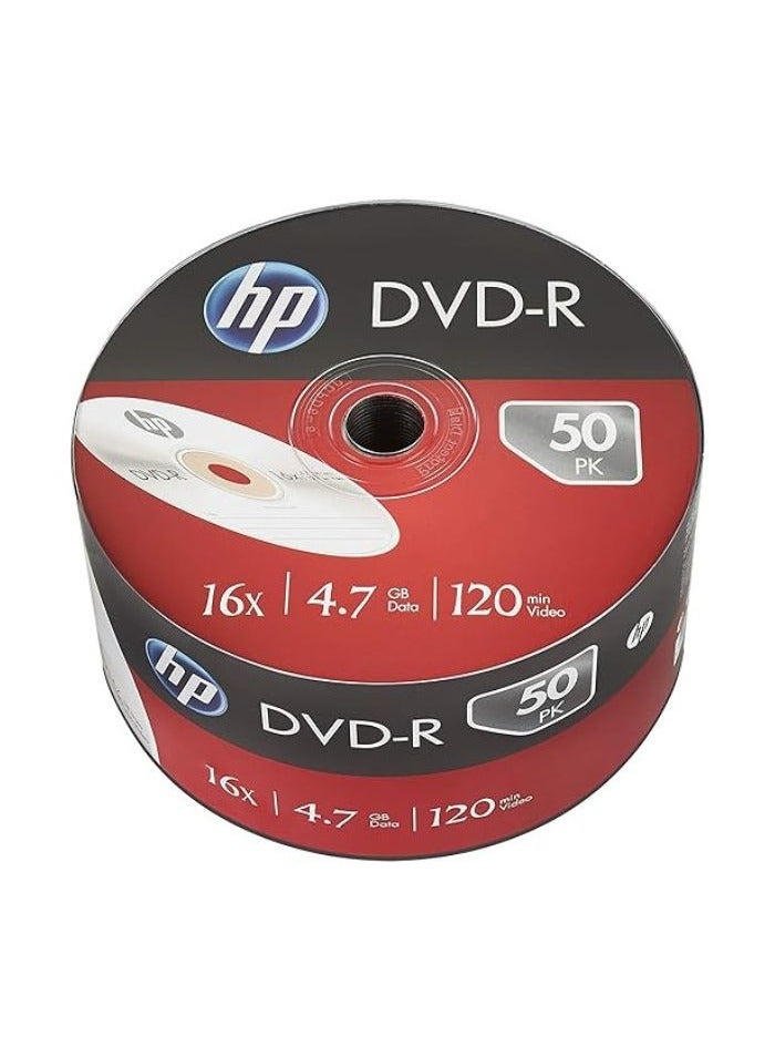 HP DVD-R 4.7Gb Recordable Blank Digital Versatile Disc 16x Speed (Pack Of 50) DMA00070 Silver - Image 1