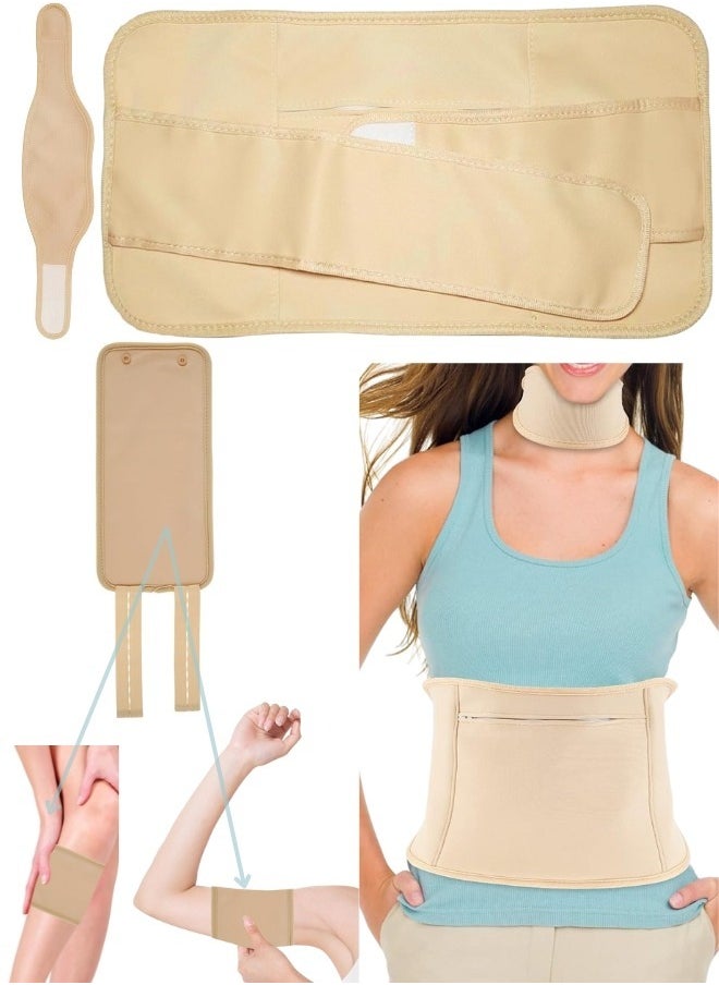 NIKITA.VIVI 3 in 1 Castor Oil Wrap Set for Waist, Neck, Hand & Leg Castor Oil Compress Wrap Kit Organic Cotton Adjustable Reusable Packs for Liver Detox Thyroid (Oil Not Included)  - Image 1