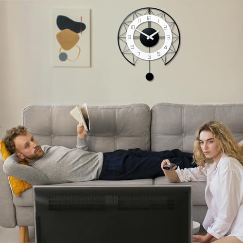 Nubilous Large World Map Wall Clock, Metal Minimalist Modern Clock, Round Silent Non-Ticking Battery Operated Wall Clocks for Living Room/Home/Kitchen/Bedroom/Office/School Decor (Black(ST-28), 40CM) - Image 3