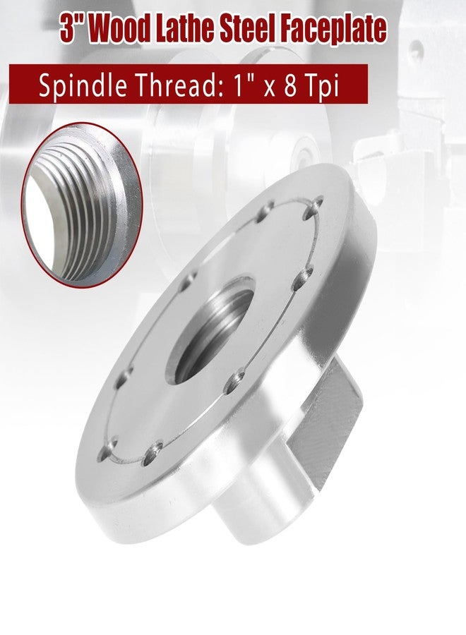 findmall 3 Inch Lathe Faceplate Steel Wood Lathe Face Plate for 1Inch x 8 Tpi Spindle Without Screwchuck - Image 3