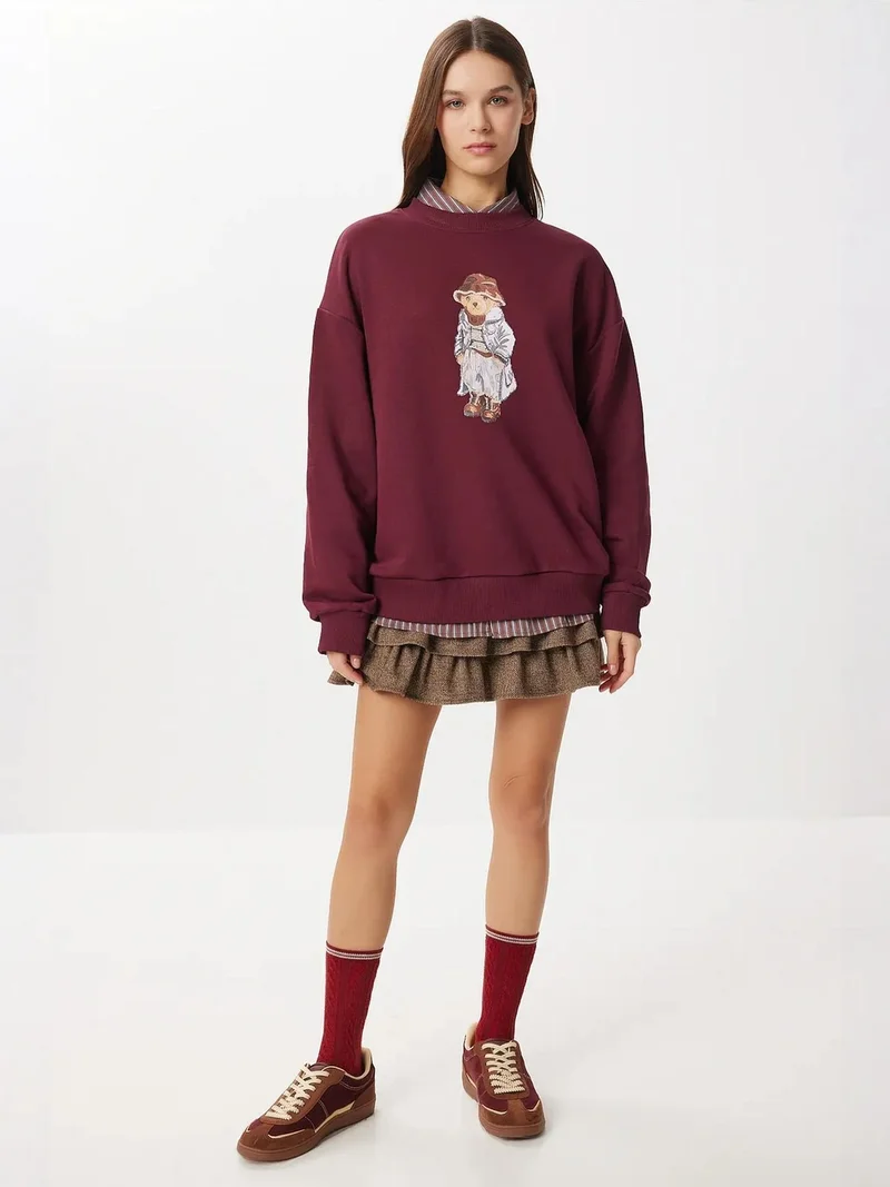 Lovely Istanbul ISTANBUL Oversized Crew Neck Sweatshirt with Print Detail