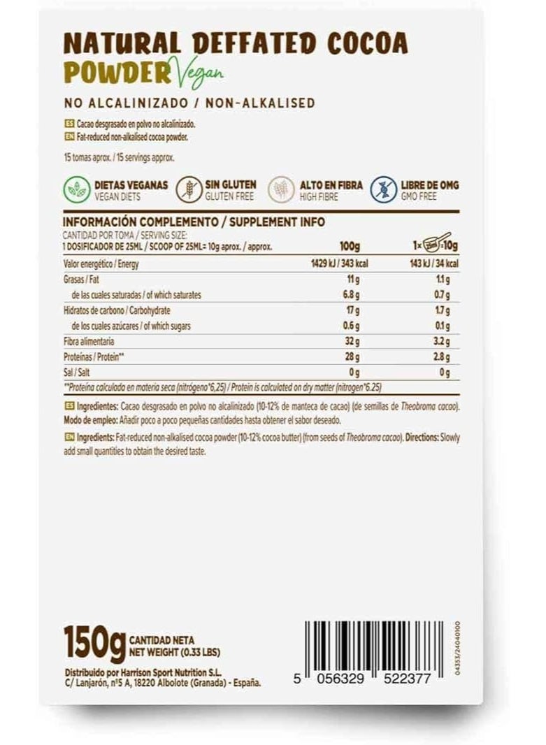 HSN Natural Degreased Cocoa (Non-Alkalinized) | 150g | 100% Pure Natural Flavor | No Added Sugars No Sweeteners | No Doser Included | Non-GMO, Vegan, Gluten Free - Image 2