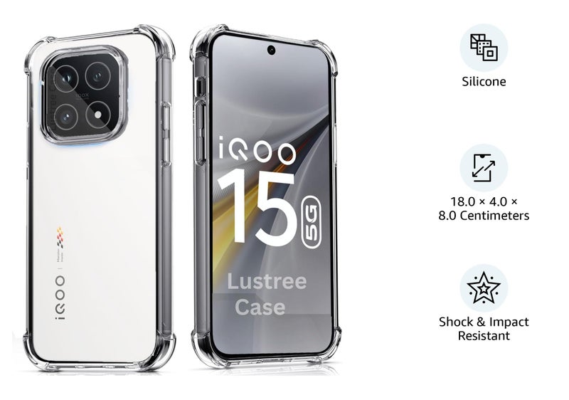 Lustree Plain Flexible Bumper Exclusive Transparent Shockproof Silicone Protective Back Cover for iQOO 15 - Transparent - Image 2