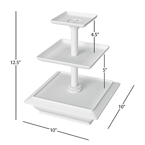 Chef Buddy 3-Tier Cupcake Stand - Square Display Stand for Birthday, Tea Party, Wedding, or Baby Showers - Dessert Table Display Set (White) - Image 2