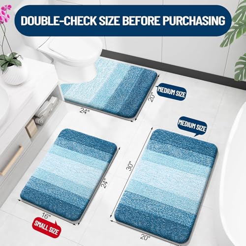 OLANLY Luxury Toilet Rugs UShaped 24x20 Extra Soft and Absorbent Microfiber Bathroom Rugs NonSlip Plush Shaggy Bath Mat Machine Wash Dry Contour Bathroom Mats for Toilet Base Peacock Blue - Image 3