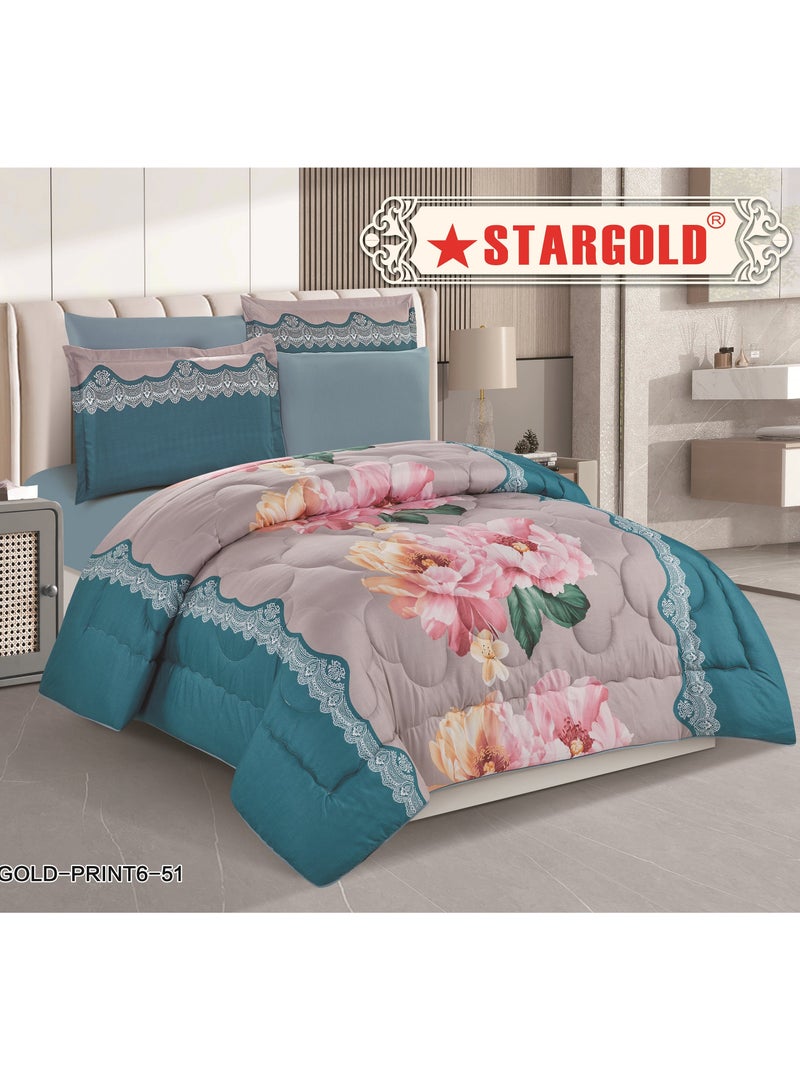 Stargold Super Soft Printed Comforter, 6pcs Set, Microfiber High-Quality Fabric, Stylish and Premium Design, Durable, Ideal For Home Bedroom 240X220CM  - Image 2