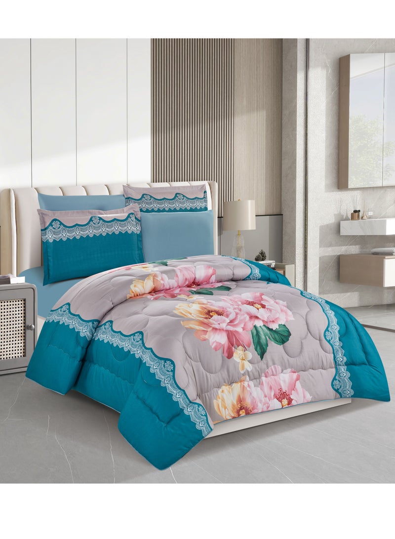 Stargold Super Soft Printed Comforter, 6pcs Set, Microfiber High-Quality Fabric, Stylish and Premium Design, Durable, Ideal For Home Bedroom 240X220CM  - Image 1